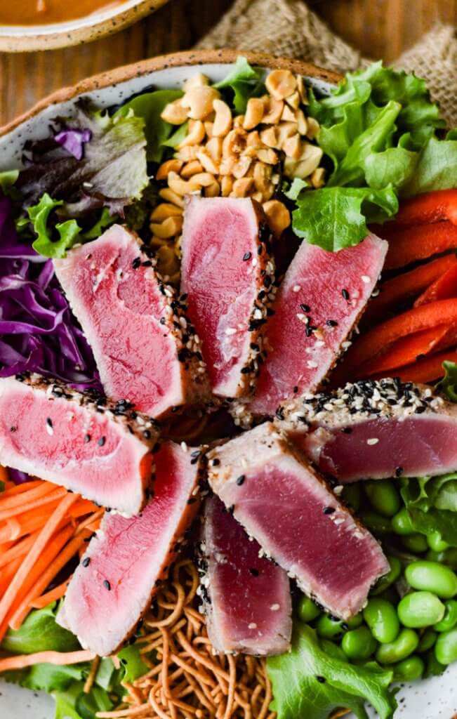 Asian Ahi Tuna Salad with Spicy Peanut Sauce Linger